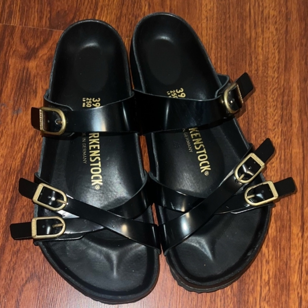 Birkenstock Franca High Shine Black Size 8.5/39 NWOB - Picture 3 of 4